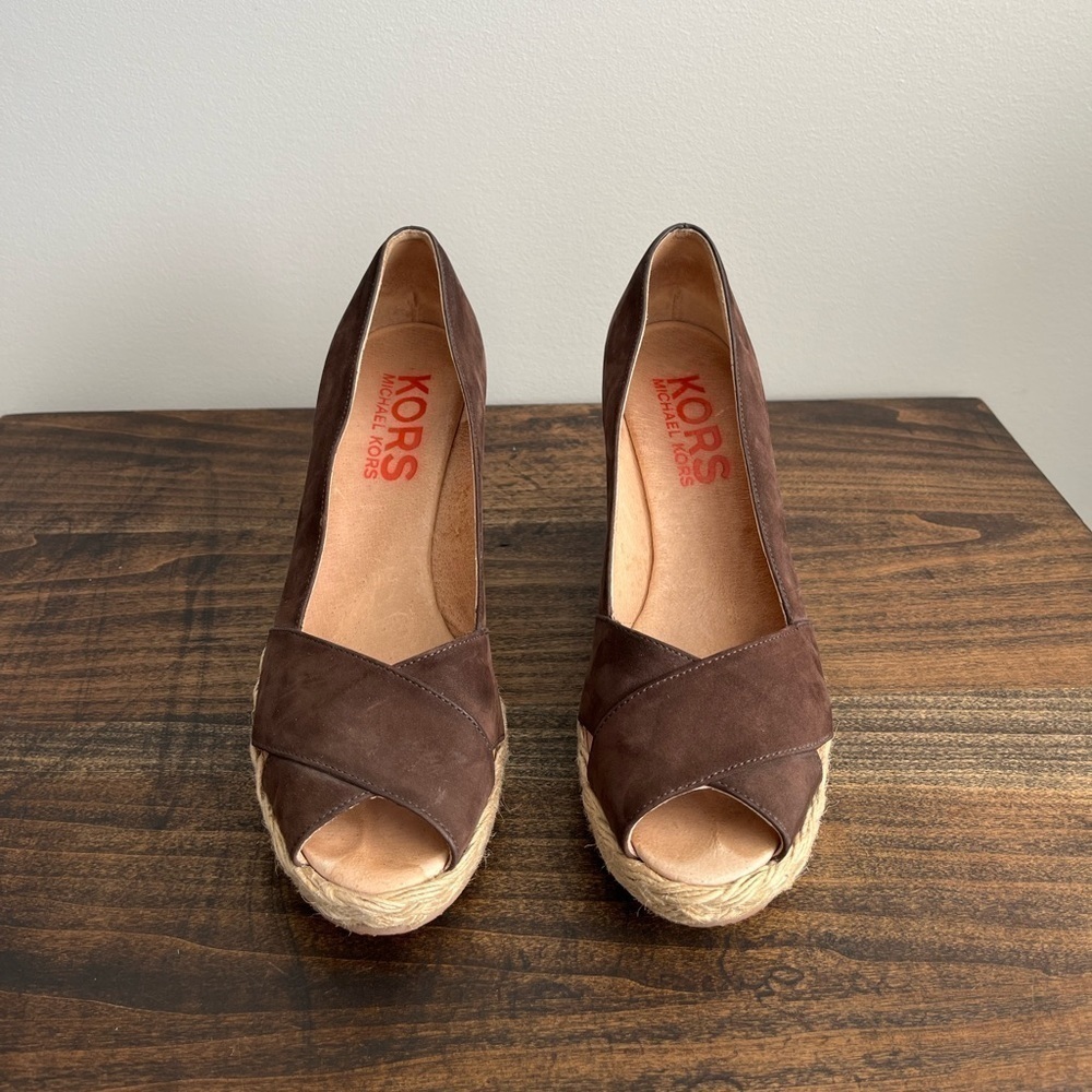 KORS Michael Kors Wedge Espadrille, Size 7, Colour Brown.